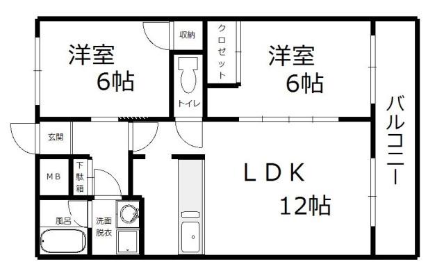 協進ビル(2LDK/1階)の間取り写真