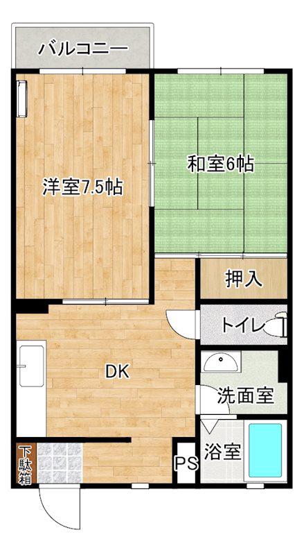コートラフィネ(2DK/2階)の間取り写真