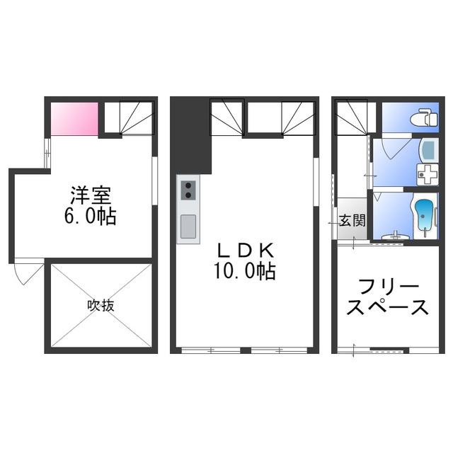 COURT AND ROJI 福II(1SLDK/1階)の間取り写真