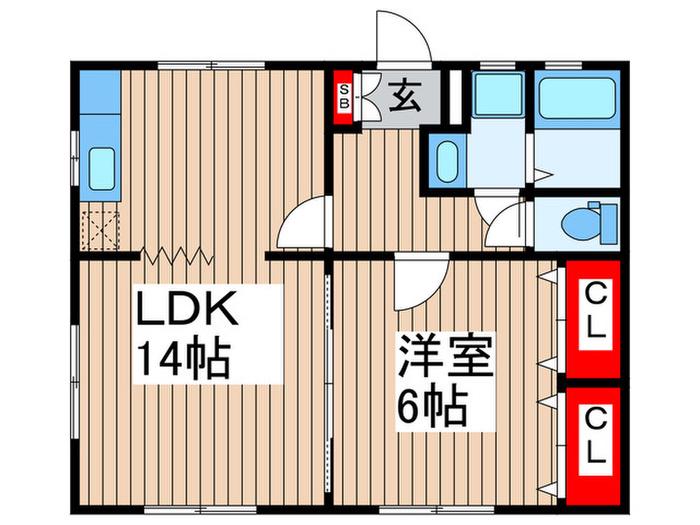 パルデンス土田II(1LDK/1階)の間取り写真
