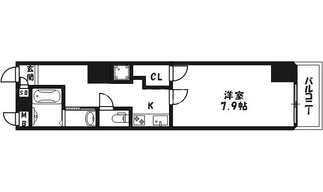 イーストヴィラ梅田(1K/7階)の間取り写真