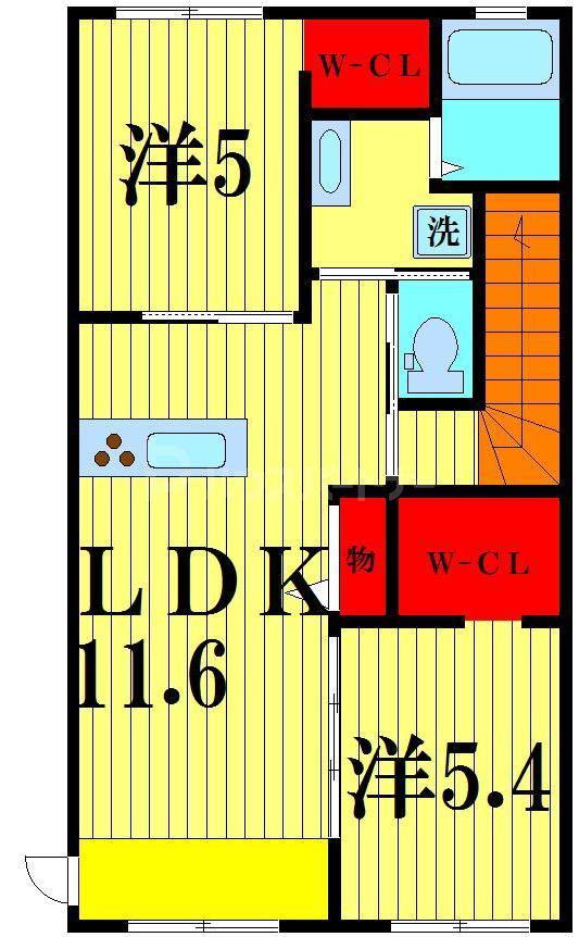エピカリス(2LDK/2階)の間取り写真