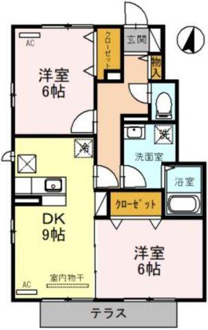 エトワールニイザ(2DK/1階)の間取り写真