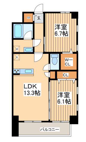 プラザハウスビル(2LDK/2階)の間取り写真
