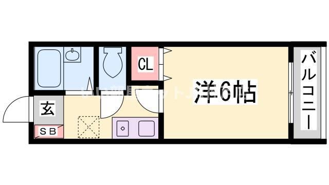 リバーサイド明光(1K/6階)の間取り写真