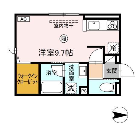 ボナ ベレッザ(ワンルーム/2階)の間取り写真
