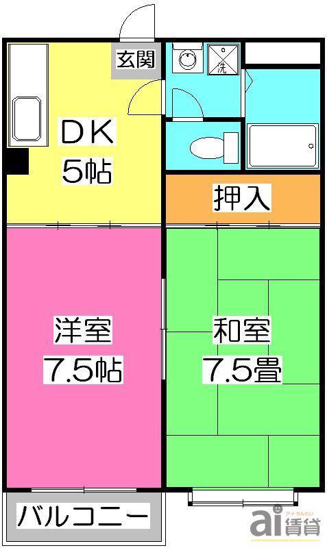 スマイラックスA(2DK/1階)の間取り写真