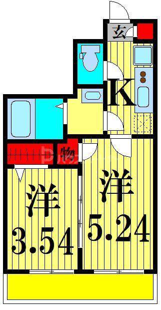 アーバンパーク六町(2K/2階)の間取り写真