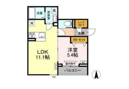 ルリアン東尾久(1LDK/2階)の間取り写真