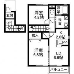 カーサコンフォート(2LDK/2階)の間取り写真