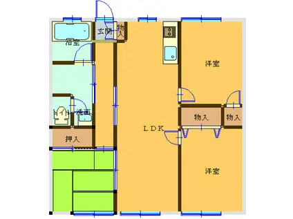 スカイコーポ三津(3LDK/6階)の間取り写真