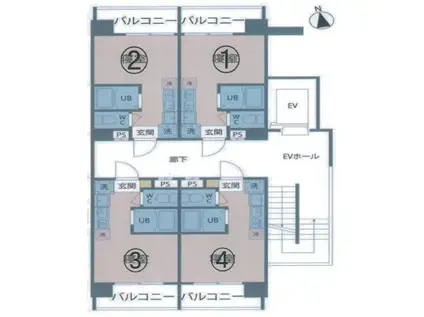 クラウディア(ワンルーム/4階)の間取り写真