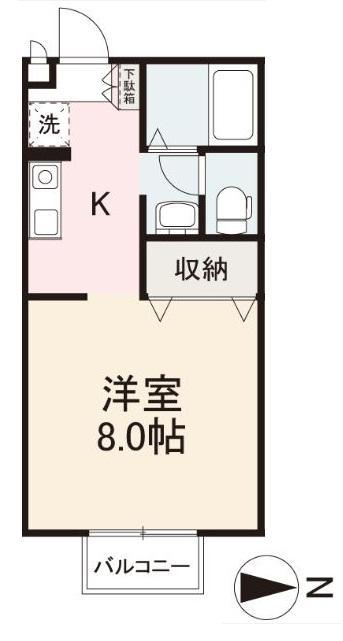 シャトルYUKI(1K/1階)の間取り写真