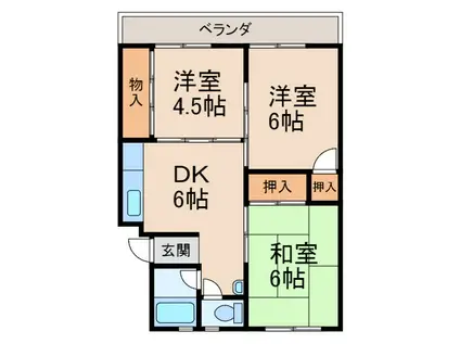 第2矢田マンション(3DK/4階)の間取り写真