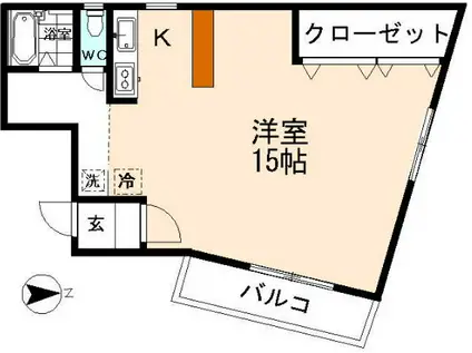 セルヴァン藍(1LDK/2階)の間取り写真