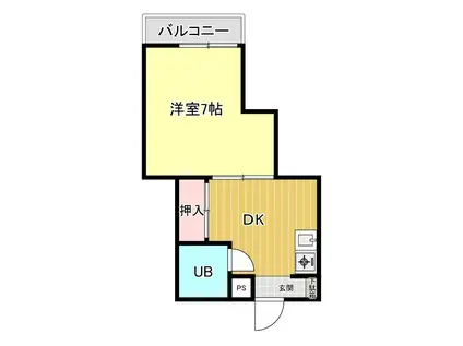 メゾンイワサキ(1DK/3階)の間取り写真