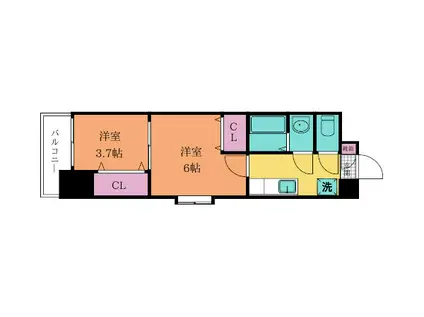 デザイナープリンセス77(2K/3階)の間取り写真