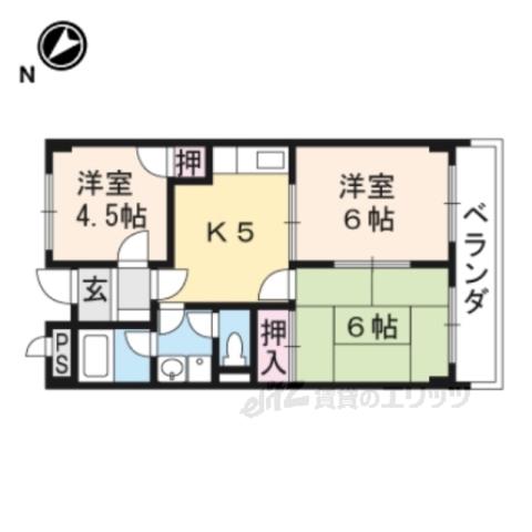 TWINAVENUEA棟(3DK/4階)の間取り写真