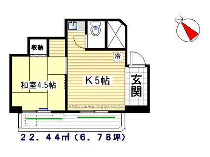 第二松岡ビル(1K/6階)の間取り写真