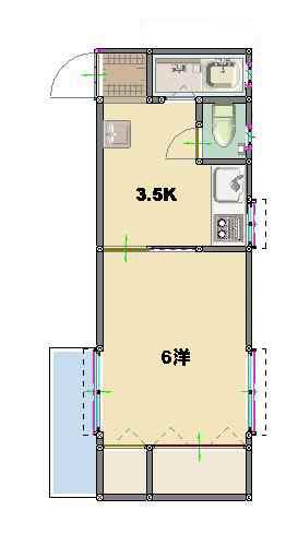 コーポ登勢(1K/1階)の間取り写真