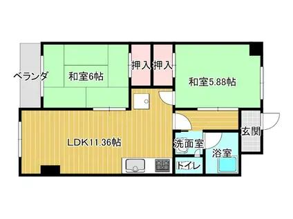 センチュリーマンション(2LDK/2階)の間取り写真