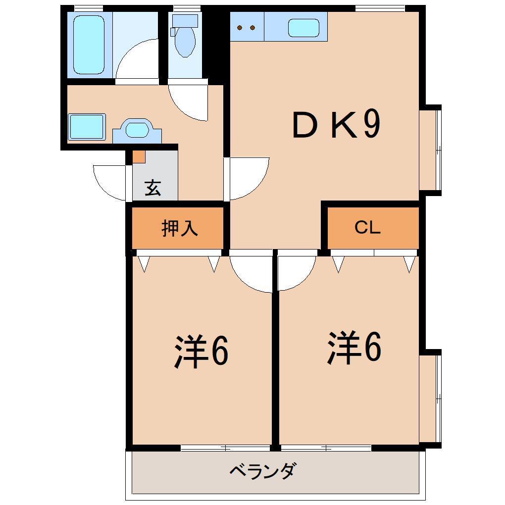 西大フラット(2DK/2階)の間取り写真