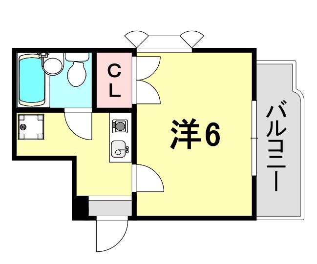 シャルマンフジ灘弐番館(1K/6階)の間取り写真