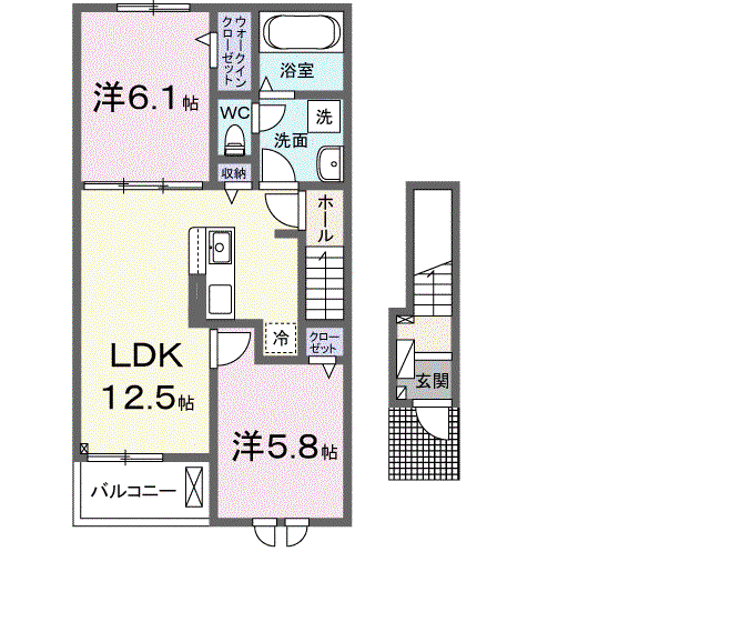 メゾン ド ソレイユ(2LDK/2階)の間取り写真