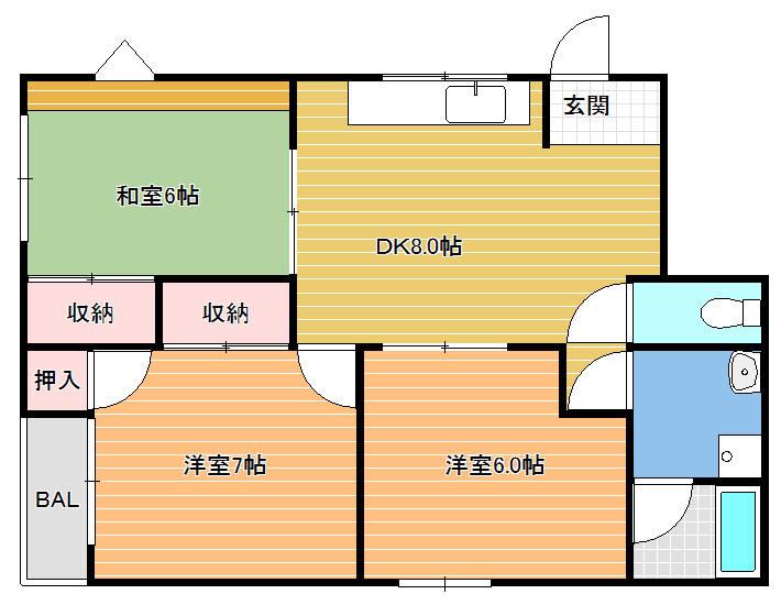 ハイツ四季(3DK/2階)の間取り写真