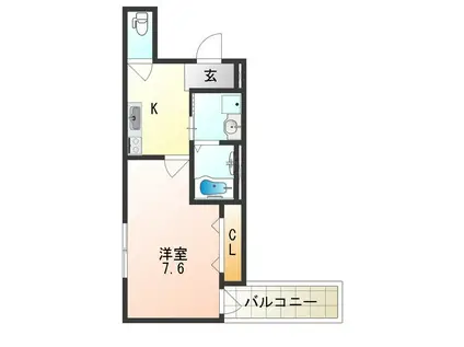 フジパレス我孫子前II番館(1K/3階)の間取り写真