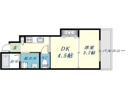 コスモワカエミナミ(1DK/1階)の間取り写真