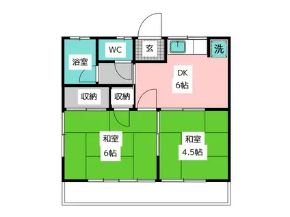 たちばなハイツ C(2DK/2階)の間取り写真