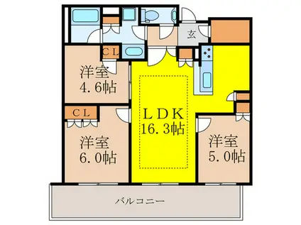 ブリリアタワー箕面船場(3LDK/23階)の間取り写真