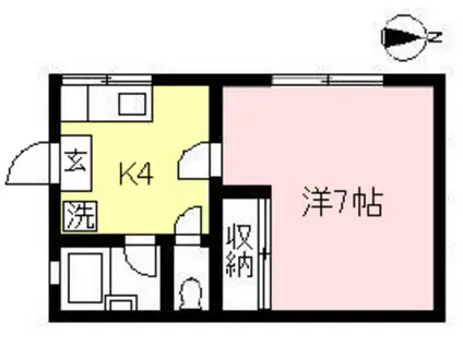 コーポ西(1K/1階)の間取り写真