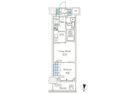 ロイジェントパークス押上錦糸町(1LDK/2階)の間取り写真