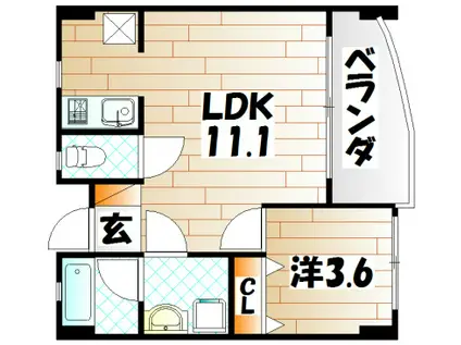 FORZA馬借(1LDK/2階)の間取り写真