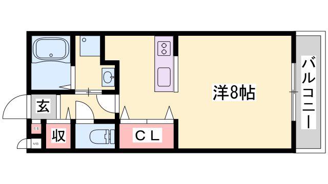 サザンクロス(1K/2階)の間取り写真