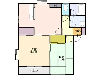 サンテラス弐番舘 A棟(2LDK/2階)の間取り写真