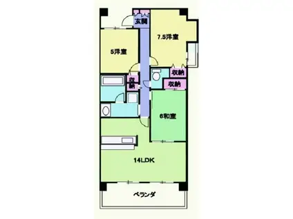 ジオコート栗東(3LDK/14階)の間取り写真