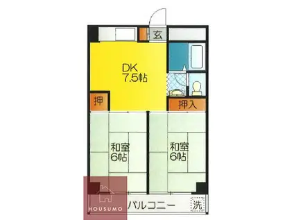 レジデンス鶴美(2DK/7階)の間取り写真