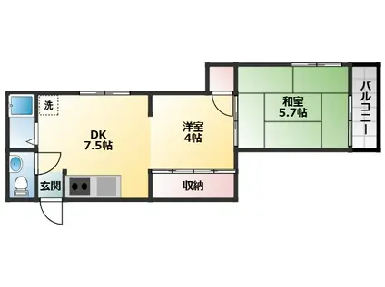 エクセルハイツ(2DK/2階)の間取り写真