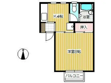 バウハウス・ウィング(1K/1階)の間取り写真