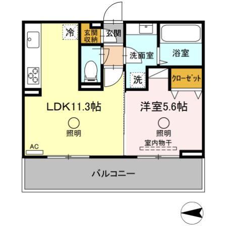 エーデル(1LDK/3階)の間取り写真