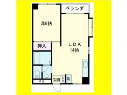 イーダッシュ新富町(1LDK/4階)の間取り写真