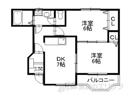 ドムスホーラ(2DK/1階)の間取り写真