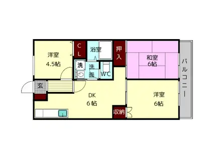 フロンティア(3DK/1階)の間取り写真