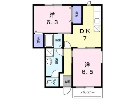 サンヒルズ A(2DK/1階)の間取り写真