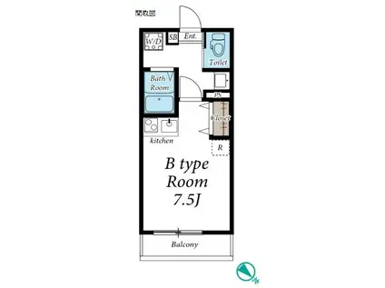 ラ・ホープ高根台(1K/3階)の間取り写真