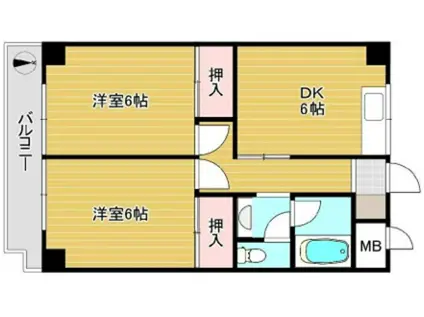 サンライフ堺(2DK/2階)の間取り写真