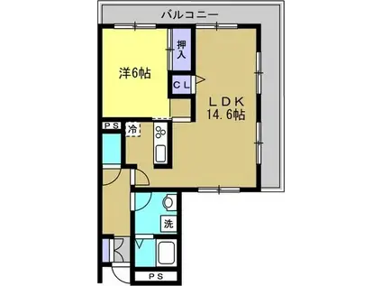 ネオハイツヴェルビュ郡山(1LDK/7階)の間取り写真